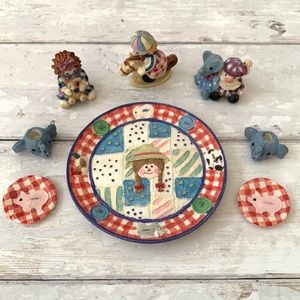 Raggedy Anne & Andy Popular Imports 1997 Ceramic Tea Set Collectors 8pc Set